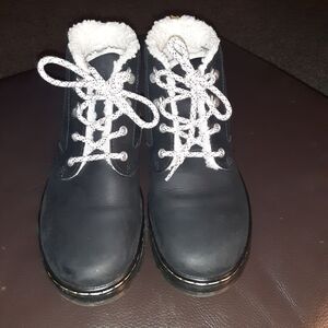 Black Winter Boots with White Laces